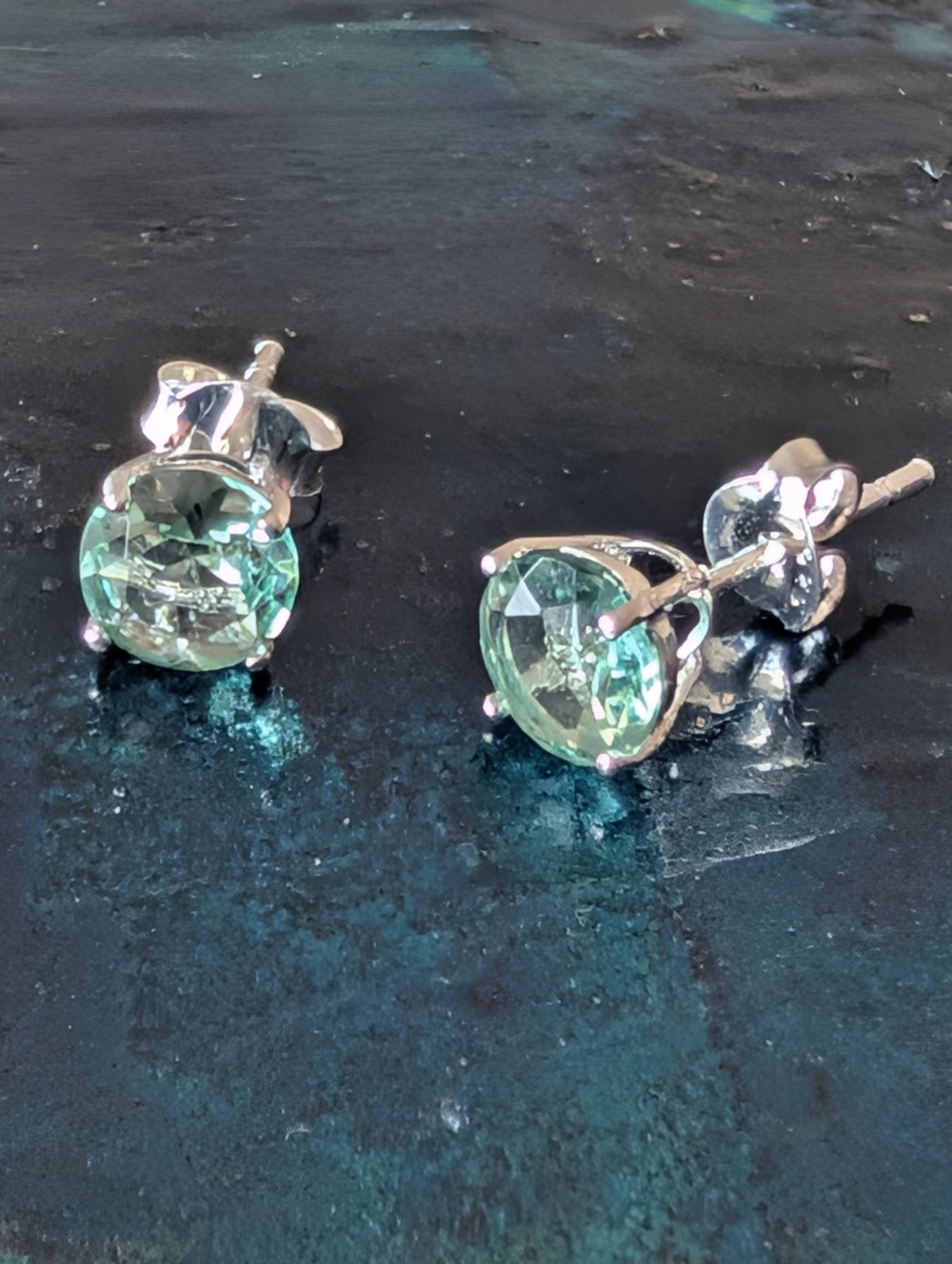 Brilliant Genuine Aquamarine Sterling Silver Stud Earrings 🆕 - Picture 7 of 8